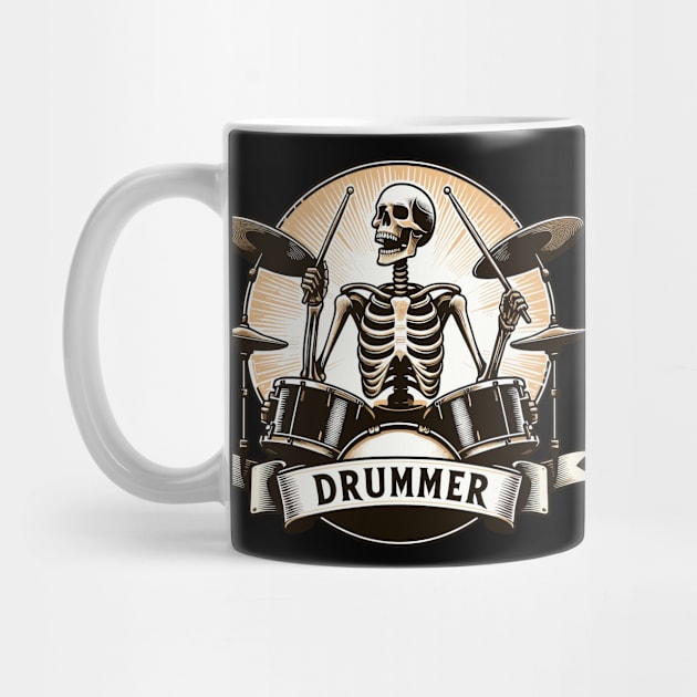 Funny Skeleton Drummer Music Lover by TomFrontierArt